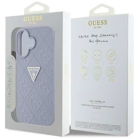 Guess Hot Stamp 4G Pattern Triangle Metal Logo - Etui do iPhone 16 (fioletowy) Guess Hot Stamp 4G Pattern Triangle Metal Logo - Etui do iPhone 16 (fioletowy)