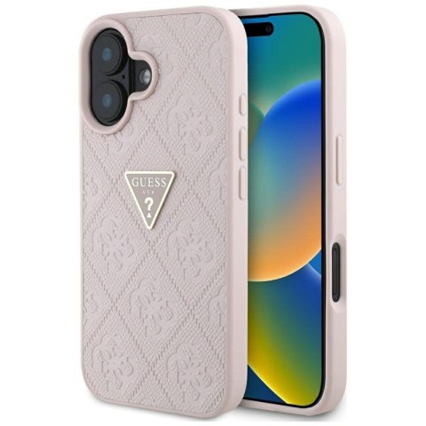 Guess Hot Stamp 4G Pattern Triangle Metal Logo - Etui do iPhone 16 (różowy) Guess Hot Stamp 4G Pattern Triangle Metal Logo - Etui do iPhone 16 (różowy)