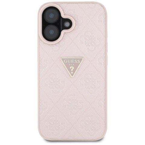 Guess Hot Stamp 4G Pattern Triangle Metal Logo - Etui do iPhone 16 (różowy) Guess Hot Stamp 4G Pattern Triangle Metal Logo - Etui do iPhone 16 (różowy)