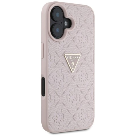 Guess Hot Stamp 4G Pattern Triangle Metal Logo - Etui do iPhone 16 (różowy) Guess Hot Stamp 4G Pattern Triangle Metal Logo - Etui do iPhone 16 (różowy)