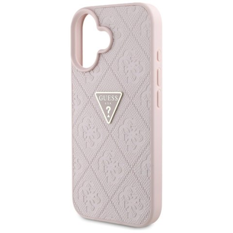 Guess Hot Stamp 4G Pattern Triangle Metal Logo - Etui do iPhone 16 (różowy) Guess Hot Stamp 4G Pattern Triangle Metal Logo - Etui do iPhone 16 (różowy)