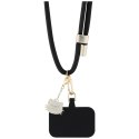 Hello Kitty Patch & Kitty Head Charm - Uniwersalny pasek / smyczka do telefonu (czarny)