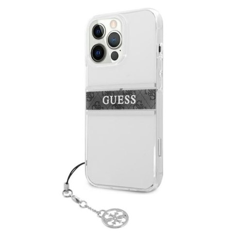 Guess 4G Stripe Grey Charm - Etui iPhone 13 Pro (przezroczysty) Guess 4G Stripe Grey Charm - Etui iPhone 13 Pro (przezroczysty)