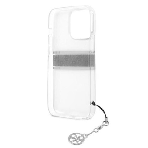 Guess 4G Stripe Grey Charm - Etui iPhone 13 Pro (przezroczysty) Guess 4G Stripe Grey Charm - Etui iPhone 13 Pro (przezroczysty)