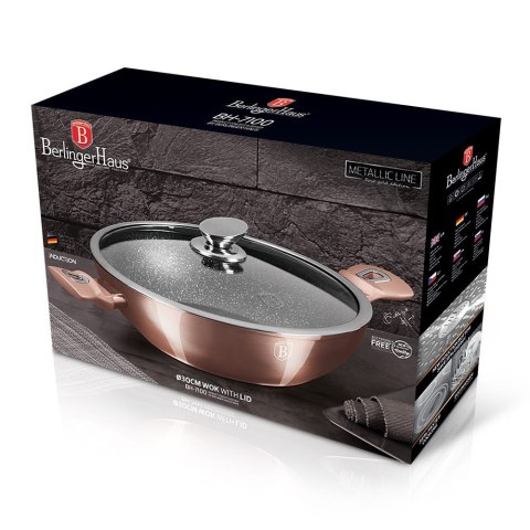 WOK GARNEK GRANITOWY 30CM 4.4L BERLINGER HAUS METALLIC LINE ROSE GOLD BH-7100 WOK GARNEK GRANITOWY 30CM 4.4L BERLINGER HAUS METALLIC LINE ROSE GOLD BH-7100