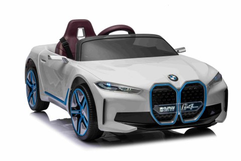 Autko BMW i4 na akumulator dla dzieci Biały + Wolny Start + EVA + Ekoskóra + Audio LED + Pilot Autko BMW i4 na akumulator dla dzieci Biały + Wolny Start + EVA + Ekoskóra + Audio LED + Pilot