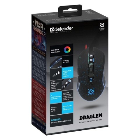 DEFENDER MYSZ GM-907 DRAGLEN 7200dpi 6P