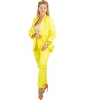 Elegancki komplet spodnie i marynarka klasyczny garnitur PAMELA (Żółty)