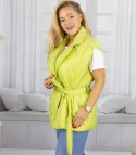 Krótki damski bezrękawnik kamizelka pikowana wiązana ANABELL (Zielony)