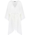 Piękna luźna sukienka mini asymetryczna (Biały) 3XL/4XL.