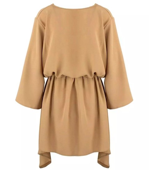 Piękna luźna sukienka mini asymetryczna (Brązowy) 3XL/4XL. Piękna luźna sukienka mini asymetryczna (Brązowy) 3XL/4XL.