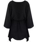 Piękna luźna sukienka mini asymetryczna (Czarny) 3XL/4XL.
