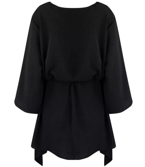 Piękna luźna sukienka mini asymetryczna (Czarny) 3XL/4XL. Piękna luźna sukienka mini asymetryczna (Czarny) 3XL/4XL.