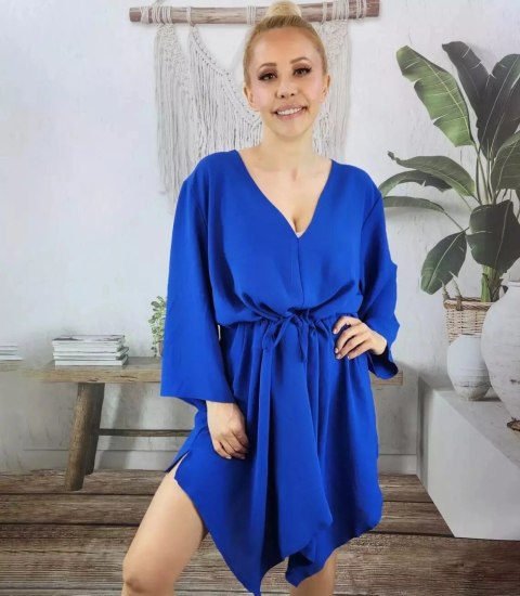 Piękna luźna sukienka mini asymetryczna (Niebieski) 3XL/4XL. Piękna luźna sukienka mini asymetryczna (Niebieski) 3XL/4XL.