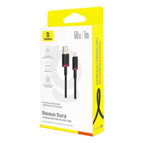 Kabel Baseus Dura USB-Typ C 60W 1m (czerwono-czarny) Kabel Baseus Dura USB-Typ C 60W 1m (czerwono-czarny)