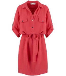 Sukienka szmizjerka basic tunika midi plus size MARIBEL (Czerwony) 50