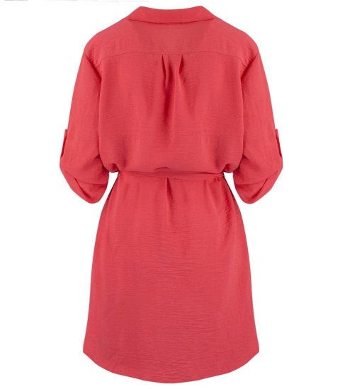 Sukienka szmizjerka basic tunika midi plus size MARIBEL (Czerwony) 50 Sukienka szmizjerka basic tunika midi plus size MARIBEL (Czerwony) 50