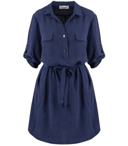 Sukienka szmizjerka basic tunika midi plus size MARIBEL (Granatowy) 50