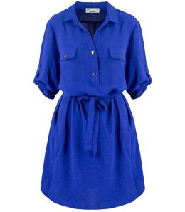 Sukienka szmizjerka basic tunika midi plus size MARIBEL (Niebieski) 50