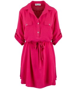 Sukienka szmizjerka basic tunika midi plus size MARIBEL (Różowy) 50