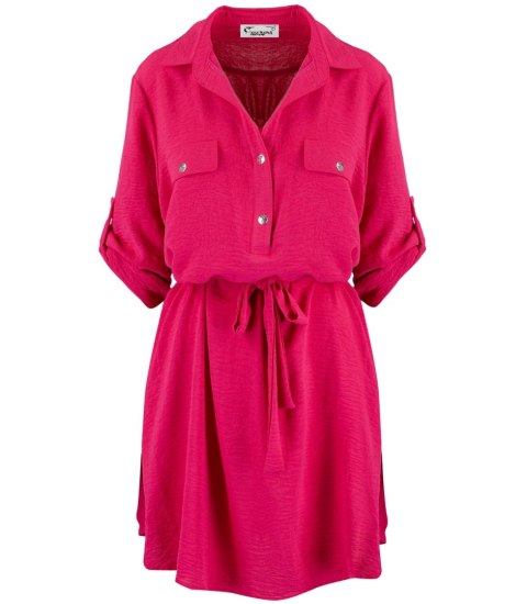 Sukienka szmizjerka basic tunika midi plus size MARIBEL (Różowy) 50