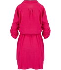 Sukienka szmizjerka basic tunika midi plus size MARIBEL (Różowy) 50