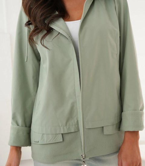 Damska kurtka na każdą pogodę - oversize, z kapturem, stylowa KATARZYNA (Zielony)