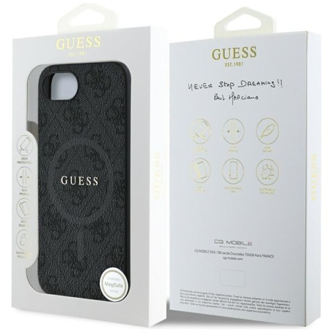 Guess 4G Ring Classic Logo MagSafe - Etui do iPhone 16e (czarny) Guess 4G Ring Classic Logo MagSafe - Etui do iPhone 16e (czarny)