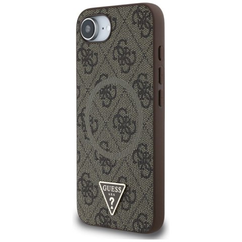 Guess 4G Ring Triangle Logo MagSafe - Etui do iPhone 16e (brązowy) Guess 4G Ring Triangle Logo MagSafe - Etui do iPhone 16e (brązowy)