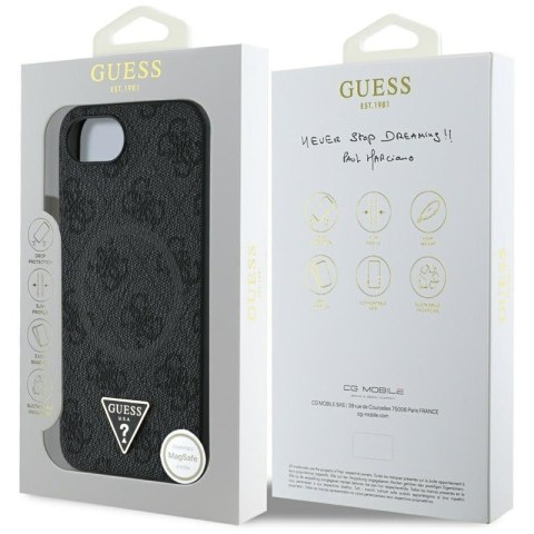 Guess 4G Ring Triangle Logo MagSafe - Etui do iPhone 16e (czarny) Guess 4G Ring Triangle Logo MagSafe - Etui do iPhone 16e (czarny)