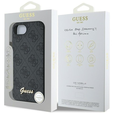 Guess 4G Script Logo MagSafe - Etui do iPhone 16e (czarny) Guess 4G Script Logo MagSafe - Etui do iPhone 16e (czarny)