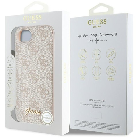 Guess 4G Script Logo MagSafe - Etui do iPhone 16e (różowy) Guess 4G Script Logo MagSafe - Etui do iPhone 16e (różowy)