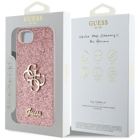 Guess Fixed Glitter Big 4G - Etui do iPhone 16e (różowy) Guess Fixed Glitter Big 4G - Etui do iPhone 16e (różowy)