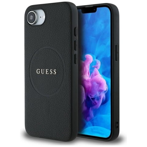 Guess Grained Ring MagSafe - Etui do iPhone 16e (czarny) Guess Grained Ring MagSafe - Etui do iPhone 16e (czarny)