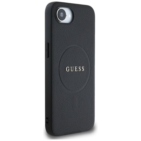Guess Grained Ring MagSafe - Etui do iPhone 16e (czarny) Guess Grained Ring MagSafe - Etui do iPhone 16e (czarny)