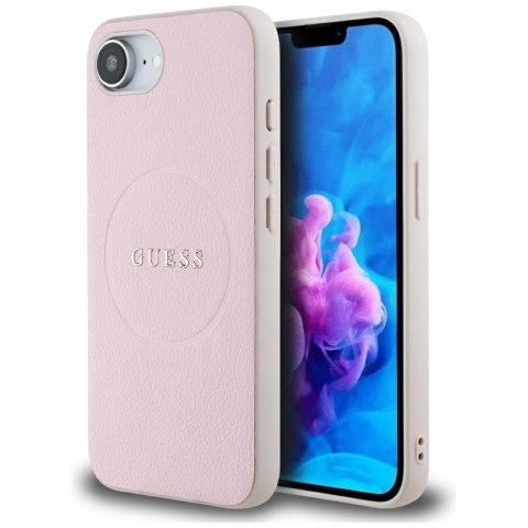 Guess Grained Ring MagSafe - Etui do iPhone 16e (różowy) Guess Grained Ring MagSafe - Etui do iPhone 16e (różowy)