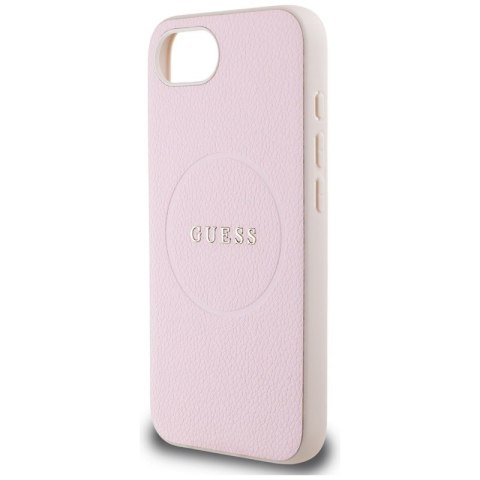 Guess Grained Ring MagSafe - Etui do iPhone 16e (różowy) Guess Grained Ring MagSafe - Etui do iPhone 16e (różowy)