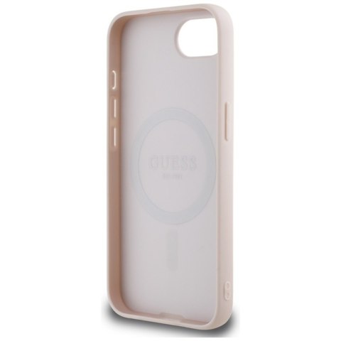 Guess Grained Ring MagSafe - Etui do iPhone 16e (różowy) Guess Grained Ring MagSafe - Etui do iPhone 16e (różowy)