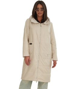 Modny płaszcz damski oversize - dwustronny, na wiosnę i jesień ELIZA (Beżowy) 40