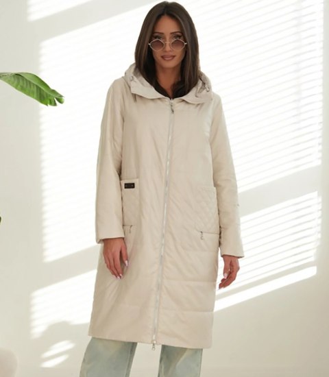 Modny płaszcz damski oversize - dwustronny, na wiosnę i jesień ELIZA (Beżowy) 40 Modny płaszcz damski oversize - dwustronny, na wiosnę i jesień ELIZA (Beżowy) 40