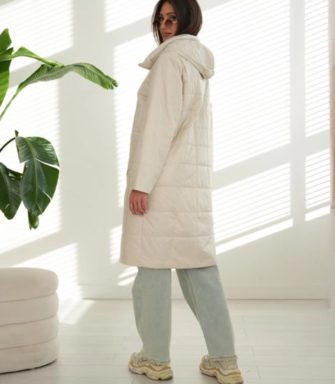 Modny płaszcz damski oversize - dwustronny, na wiosnę i jesień ELIZA (Beżowy) 40 Modny płaszcz damski oversize - dwustronny, na wiosnę i jesień ELIZA (Beżowy) 40