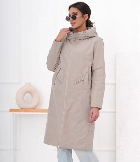 Modny płaszcz damski oversize - dwustronny, na wiosnę i jesień ELIZA (Beżowy) 40 Modny płaszcz damski oversize - dwustronny, na wiosnę i jesień ELIZA (Beżowy) 40