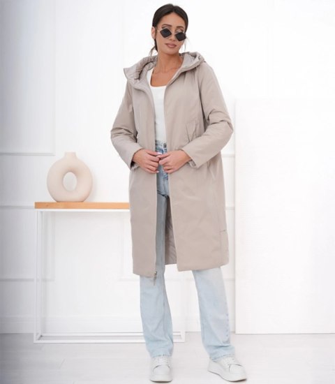 Modny płaszcz damski oversize - dwustronny, na wiosnę i jesień ELIZA (Beżowy) 40 Modny płaszcz damski oversize - dwustronny, na wiosnę i jesień ELIZA (Beżowy) 40