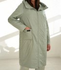 Modny płaszcz damski oversize - dwustronny, na wiosnę i jesień ELIZA (Zielony) 40
