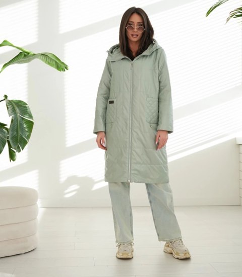 Modny płaszcz damski oversize - dwustronny, na wiosnę i jesień ELIZA (Zielony) 40 Modny płaszcz damski oversize - dwustronny, na wiosnę i jesień ELIZA (Zielony) 40