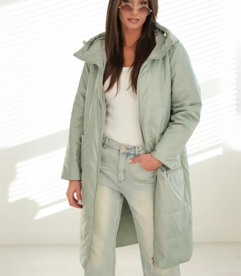 Modny płaszcz damski oversize - dwustronny, na wiosnę i jesień ELIZA (Zielony) 40 Modny płaszcz damski oversize - dwustronny, na wiosnę i jesień ELIZA (Zielony) 40