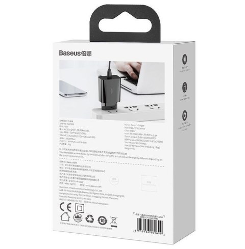 BASEUS ŁADOWARKA SIECIOWA MINI QC USB-C PD 3A 20W BASEUS ŁADOWARKA SIECIOWA MINI QC USB-C PD 3A 20W