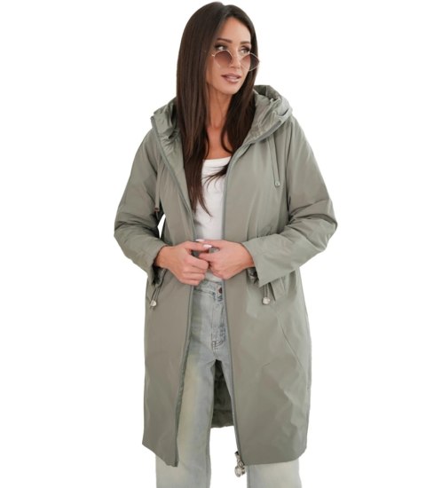 Damski płaszcz SARA - dwustronny, oversize, kaptur, wiosenny, ocieplany (Zielony) 40 Damski płaszcz SARA - dwustronny, oversize, kaptur, wiosenny, ocieplany (Zielony) 40