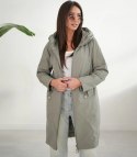 Damski płaszcz SARA - dwustronny, oversize, kaptur, wiosenny, ocieplany (Zielony) 40