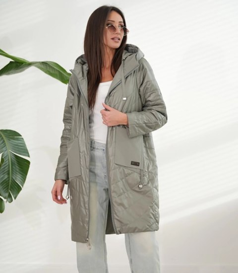 Damski płaszcz SARA - dwustronny, oversize, kaptur, wiosenny, ocieplany (Zielony) 40 Damski płaszcz SARA - dwustronny, oversize, kaptur, wiosenny, ocieplany (Zielony) 40